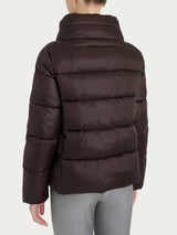 Shiny Puffer Down Jacket with High Collar Brown Women's - Ragno