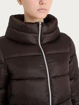 Shiny Puffer Down Jacket with High Collar Brown Women's - Ragno
