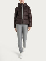 Shiny Puffer Down Jacket with High Collar Brown Women's - Ragno