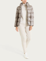 Shiny Puffer Down Jacket with High Collar, Gray, Women's - Ragno