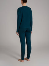 Pigiama con scollo a V in Super Soft Blu Donna - Ragno