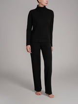 Pigiama con collo a ciambella in Super Soft Neri Donna - Ragno