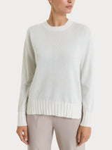 Maglia girocollo in Natural Soft e Lurex Bianchi Donna - Ragno