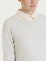 Maglia girocollo in misto Lana e Angora e Lurex Bianchi Donna - Ragno