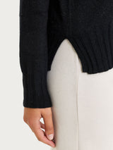 Maglia girocollo in misto Lana e Angora e Lurex Neri Donna - Ragno