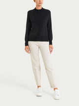Cardigan corto in misto Lana e Angora e Lurex Neri Donna - Ragno