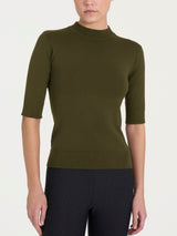 Jersey de cuello alto de manga corta Four Seasons Verdi para mujer - Ragno