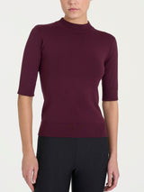 Jersey de cuello alto con manga corta Four Seasons morado para mujer - Ragno