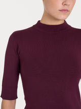 Jersey de cuello alto con manga corta Four Seasons morado para mujer - Ragno