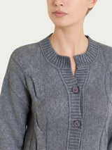 Cardigan corto con trecce laterali in Natural Soft Neri Donna - Ragno