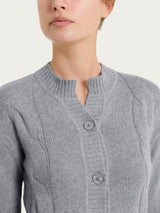 Cardigan corto con trecce laterali in Natural Soft Neri Donna - Ragno