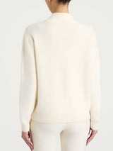 Maglia con scollo a V e trecce alternate in Natural Soft Bianchi Donna - Ragno