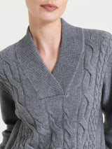 Maglia con scollo a V e trecce alternate in Natural Soft Neri Donna - Ragno