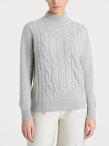 Lupetto con trecce alternate in Natural Soft Neri Donna - Ragno