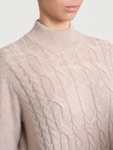 Lupetto con trecce alternate in Natural Soft Grigi Donna - Ragno