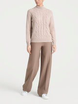 Lupetto con trecce alternate in Natural Soft Grigi Donna - Ragno