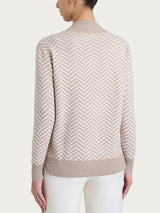 Jersey con cuello en V y estampado de espiga en Super Soft Grigi para mujer - Ragno