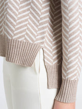 Jersey con cuello en V y estampado de espiga en Super Soft Grigi para mujer - Ragno