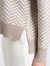 Maglia con scollo a V e fantasia spigata in Super Soft Grigi Donna - Ragno