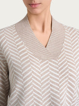 Maglia con scollo a V e fantasia spigata in Super Soft Grigi Donna - Ragno