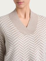 Maglia con scollo a V e fantasia spigata in Super Soft Grigi Donna - Ragno