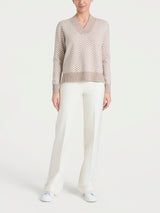 Maglia con scollo a V e fantasia spigata in Super Soft Grigi Donna - Ragno