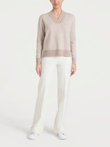 Maglia con scollo a V e fantasia spigata in Super Soft Grigi Donna - Ragno