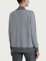 Maglia con scollo a V e fantasia spigata in Super Soft Neri Donna - Ragno