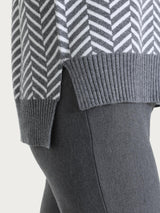 Maglia con scollo a V e fantasia spigata in Super Soft Neri Donna - Ragno