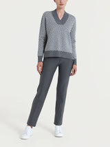 Maglia con scollo a V e fantasia spigata in Super Soft Neri Donna - Ragno