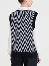 Maglia smanicata con fantasia spigata in Super Soft Neri Donna - Ragno