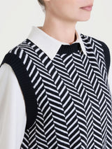 Maglia smanicata con fantasia spigata in Super Soft Neri Donna - Ragno