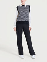 Maglia smanicata con fantasia spigata in Super Soft Neri Donna - Ragno