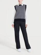 Maglia smanicata con fantasia spigata in Super Soft Neri Donna - Ragno