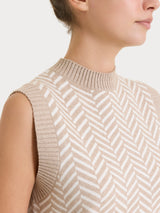 Maglia smanicata con fantasia spigata in Super Soft Grigi Donna - Ragno