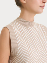 Maglia smanicata con fantasia spigata in Super Soft Grigi Donna - Ragno