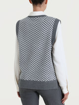 Maglia smanicata con fantasia spigata in Super Soft Neri Donna - Ragno