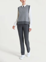 Maglia smanicata con fantasia spigata in Super Soft Neri Donna - Ragno