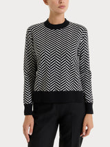 Jersey de cuello redondo con estampado en espiga de Super Soft Negro para mujer - Ragno