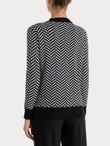 Jersey de cuello redondo con estampado en espiga de Super Soft Negro para mujer - Ragno
