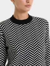 Jersey de cuello redondo con estampado en espiga de Super Soft Negro para mujer - Ragno