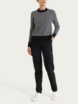 Maglia girocollo con fantasia spigata in Super Soft Neri Donna - Ragno