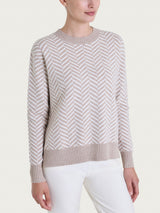 Maglia girocollo con fantasia spigata in Super Soft Grigi Donna - Ragno