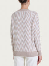 Maglia girocollo con fantasia spigata in Super Soft Grigi Donna - Ragno