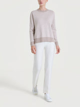 Maglia girocollo con fantasia spigata in Super Soft Grigi Donna - Ragno