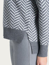 Maglia girocollo con fantasia spigata in Super Soft Neri Donna - Ragno