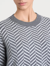 Maglia girocollo con fantasia spigata in Super Soft Neri Donna - Ragno