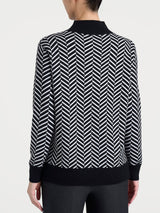 Cárdigan corto con estampado de espiga en Super Soft Negro para mujer - Ragno