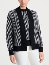 Cárdigan abierto con diseño en espiga en Super Soft Negro para mujer - Ragno