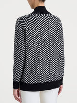 Cárdigan abierto con diseño en espiga en Super Soft Negro para mujer - Ragno